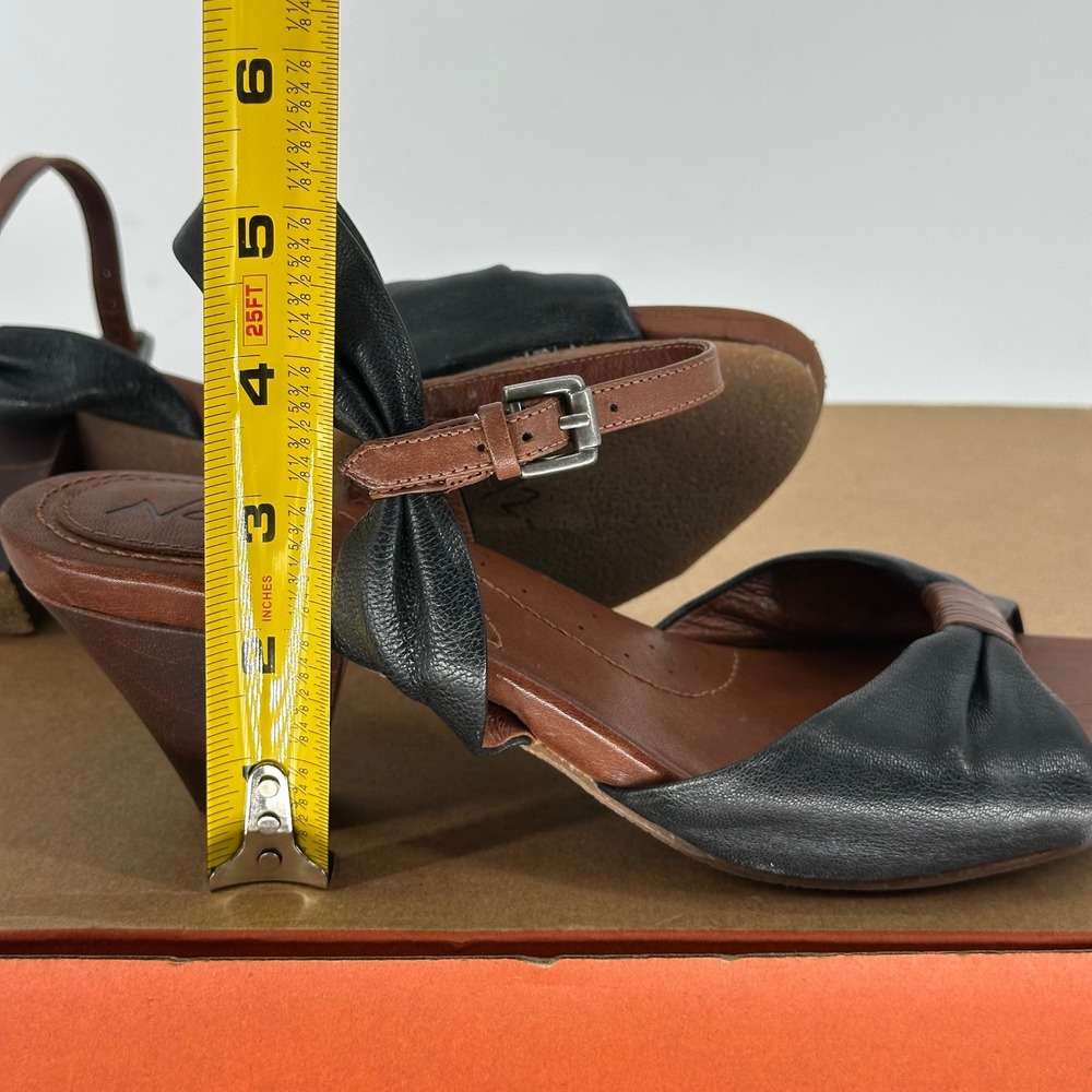 Naya Telluride Brown Black Bow Open Toe Ankle Buckle Strap Mini Low Heel 7.5 M - Picture 6 of 8